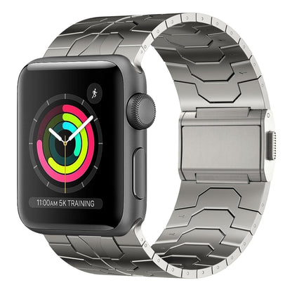 For Apple Watch Series 3 42mm Norman Buckle Stainless Steel Watch Band(Titanium Color) by bashfashion