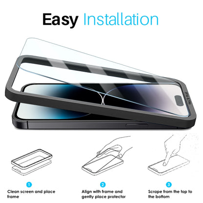 For iPhone 14 Pro Max NORTHJO 2pcs A++ Screen Protector Tempered Glass Film with Installation Frame by NORTHJO