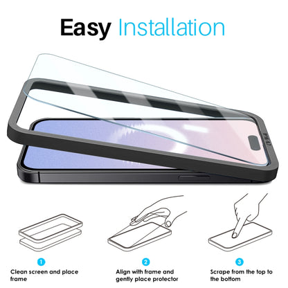 For iPhone 16 Plus NORTHJO 2pcs A++ Screen Protector Tempered Glass Film with Installation Frame by NORTHJO