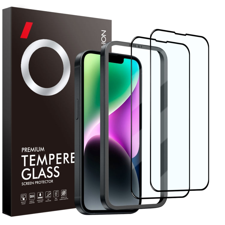 For iPhone 14 NORTHJO 2pcs A++ Tempered Glass Film with Installation Frame by NORTHJO