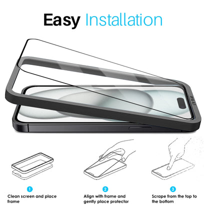 For iPhone 15 Plus NORTHJO 2pcs A++ Tempered Glass Film with Installation Frame by NORTHJO