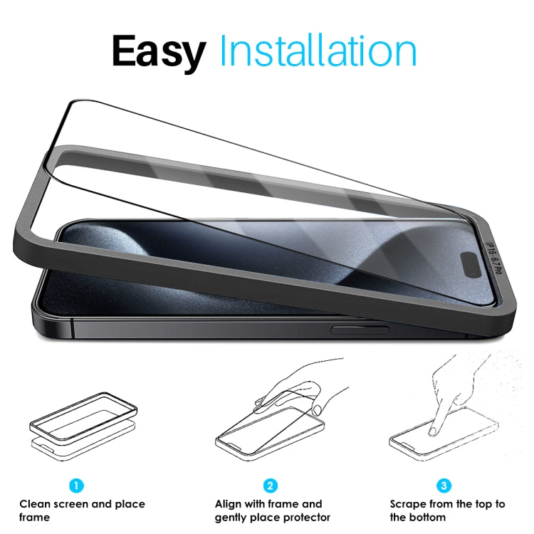 For iPhone 15 Pro Max NORTHJO 2pcs A++ Tempered Glass Film with Installation Frame by NORTHJO