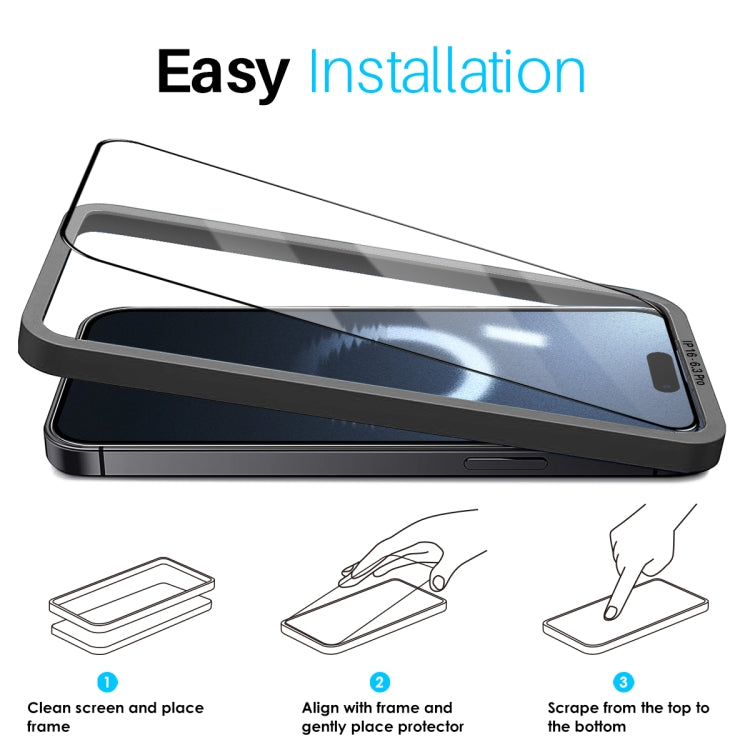 For iPhone 16 Pro Max NORTHJO 2pcs A++ Tempered Glass Film with Installation Frame by NORTHJO