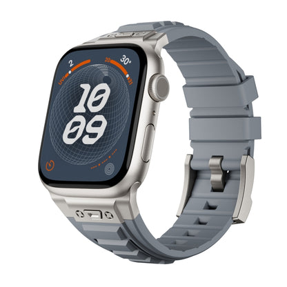 For Apple Watch SE 2023 44mm Metal Connector Silicone Watch Band(Grey+Titanium Color Buckle) by bashfashion