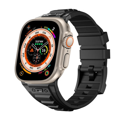 For Apple Watch Ultra 2 49mm Metal Connector Silicone Watch Band(Black+Black Buckle) by bashfashion