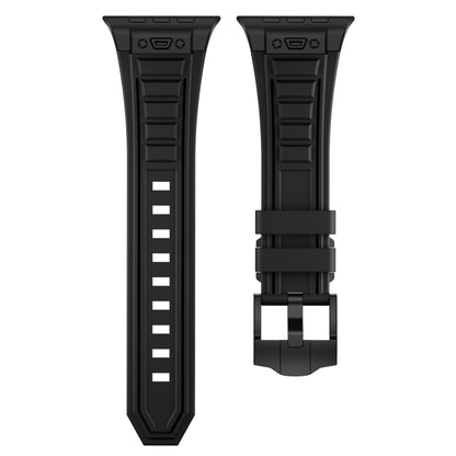 For Apple Watch Series 9 45mm Metal Connector Silicone Watch Band(Black+Black Buckle) by bashfashion