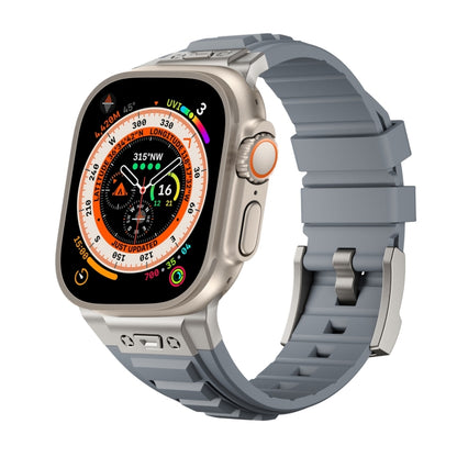For Apple Watch Ultra 49mm Metal Connector Silicone Watch Band(Grey+Titanium Color Buckle) by bashfashion