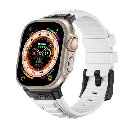 For Apple Watch Ultra 49mm Metal Connector Silicone Watch Band(White+Black Buckle) by bashfashion