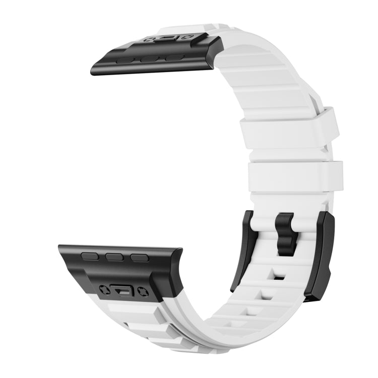 For Apple Watch Ultra 49mm Metal Connector Silicone Watch Band(White+Black Buckle) by bashfashion