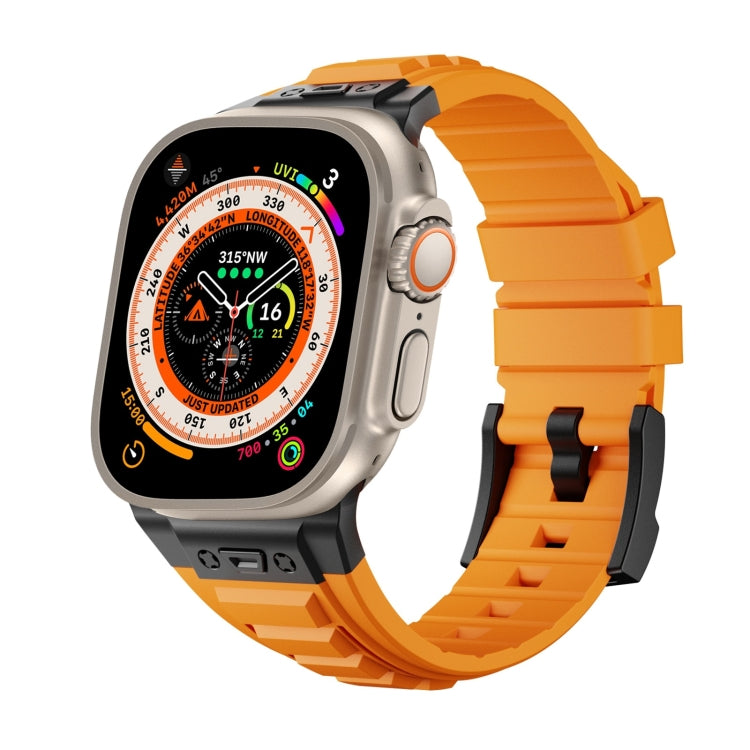 For Apple Watch Ultra 49mm Metal Connector Silicone Watch Band(Orange+Black Buckle) by bashfashion