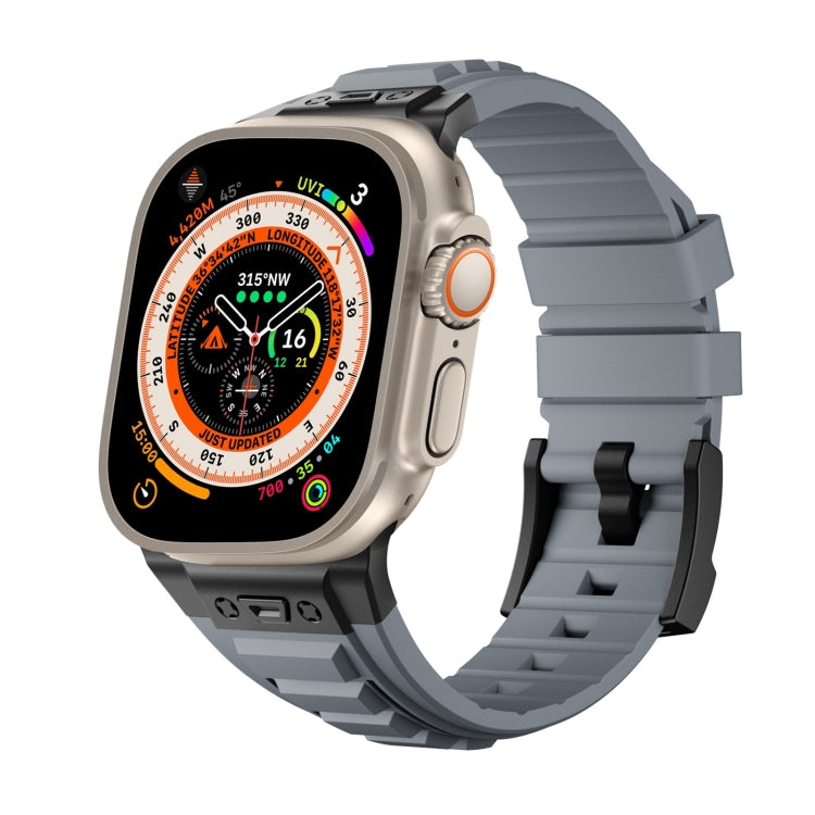 For Apple Watch Ultra 49mm Metal Connector Silicone Watch Band(Grey+Black Buckle) by bashfashion