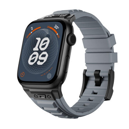 For Apple Watch Series 8 45mm Metal Connector Silicone Watch Band(Grey+Black Buckle) by bashfashion