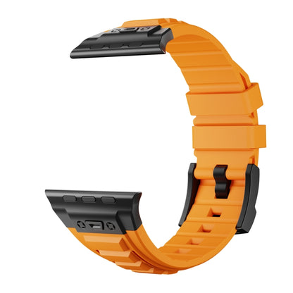 For Apple Watch SE 2022 44mm Metal Connector Silicone Watch Band(Orange+Black Buckle) by bashfashion