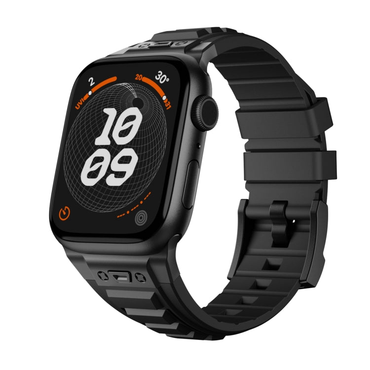 For Apple Watch Series 7 45mm Metal Connector Silicone Watch Band(Black+Black Buckle) by bashfashion