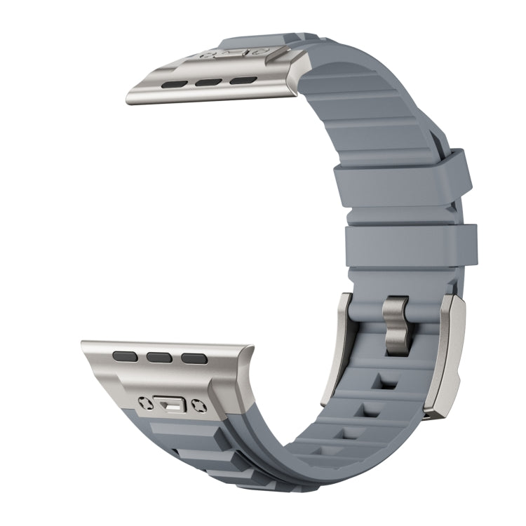 For Apple Watch Series 6 44mm Metal Connector Silicone Watch Band(Grey+Titanium Color Buckle) by bashfashion