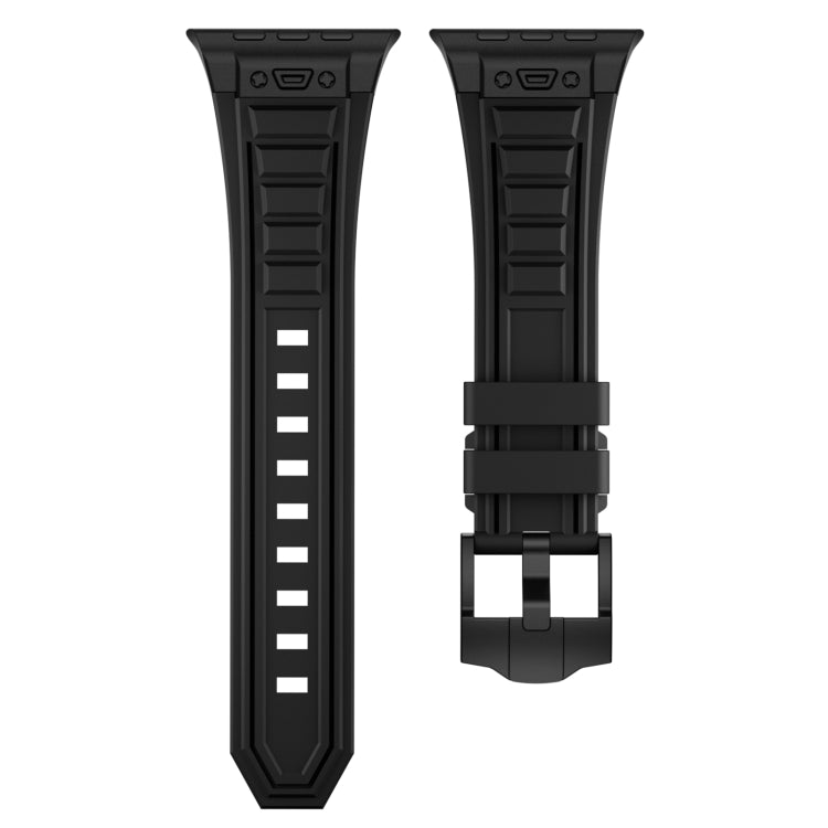 For Apple Watch Series 6 44mm Metal Connector Silicone Watch Band(Black+Black Buckle) by bashfashion