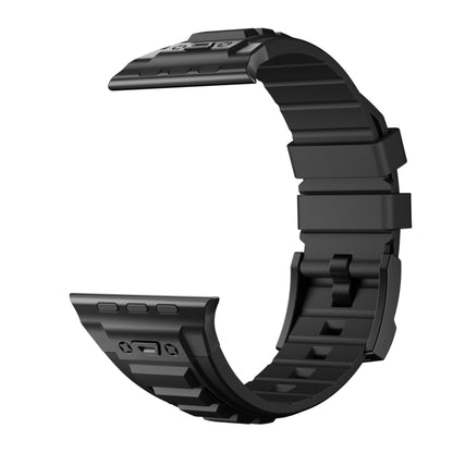 For Apple Watch Series 6 44mm Metal Connector Silicone Watch Band(Black+Black Buckle) by bashfashion