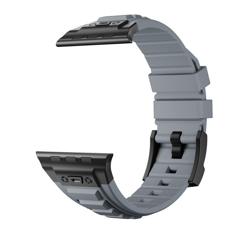 For Apple Watch Series 5 44mm Metal Connector Silicone Watch Band(Grey+Black Buckle) by bashfashion