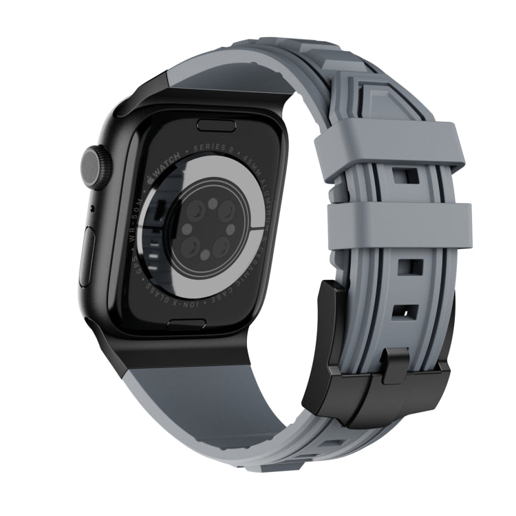 For Apple Watch Series 5 44mm Metal Connector Silicone Watch Band(Grey+Black Buckle) by bashfashion