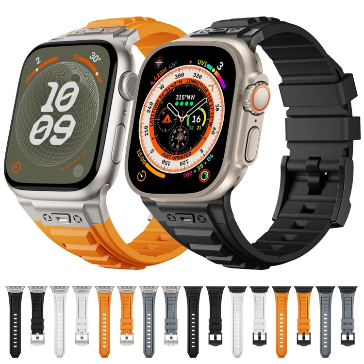 For Apple Watch Series 5 44mm Metal Connector Silicone Watch Band(Grey+Black Buckle) by bashfashion