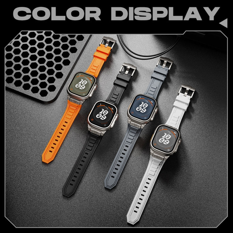 For Apple Watch Series 6 44mm Metal Connector Silicone Watch Band(Black+Black Buckle) by bashfashion