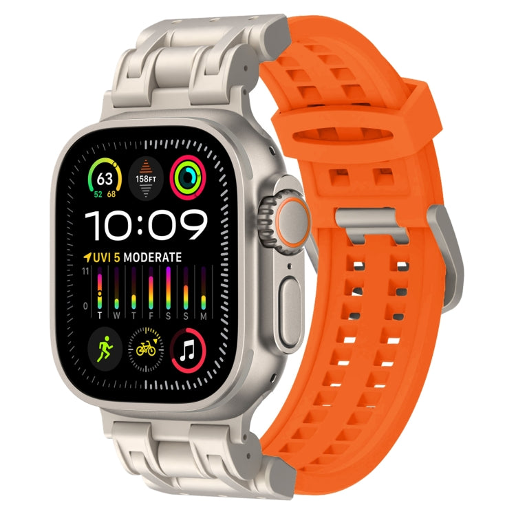 For Apple Watch Ultra 2 49mm Mecha Two Claw Silicone Watch Band(Orange) by bashfashion