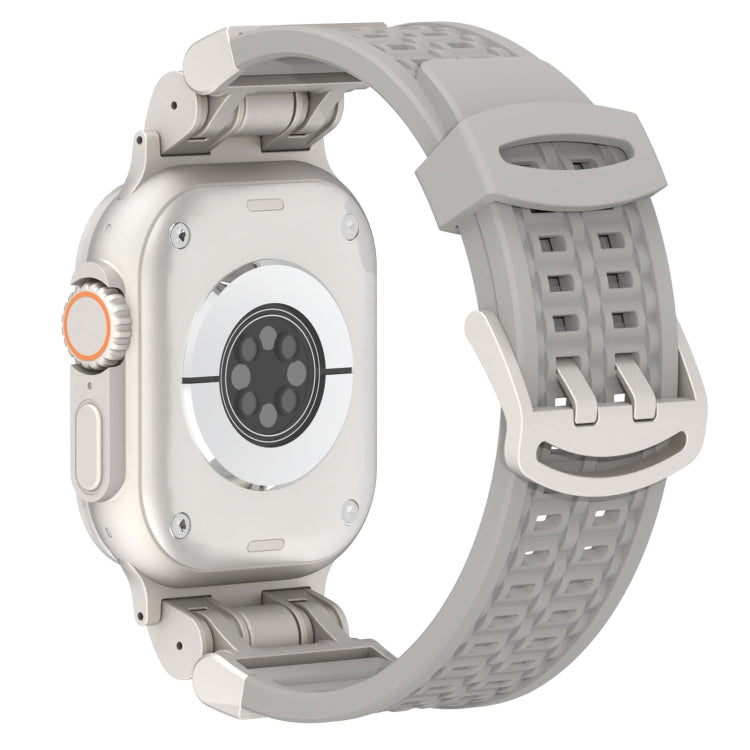 For Apple Watch Ultra 2 49mm Mecha Two Claw Silicone Watch Band(Cloud Gray) by bashfashion