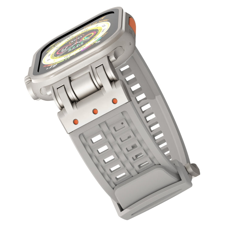 For Apple Watch Ultra 2 49mm Mecha Two Claw Silicone Watch Band(Cloud Gray) by bashfashion