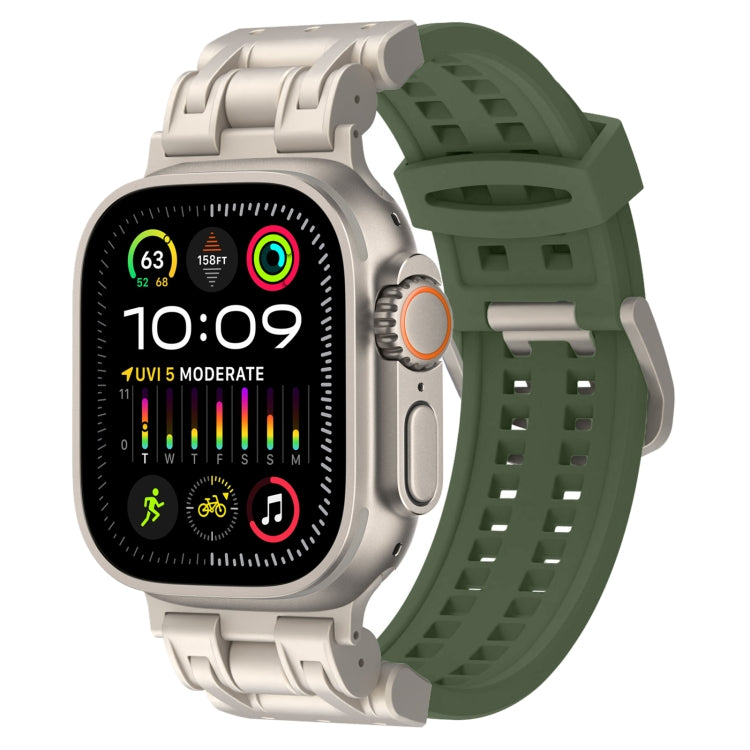 For Apple Watch Ultra 2 49mm Mecha Two Claw Silicone Watch Band(Forest Green) by bashfashion