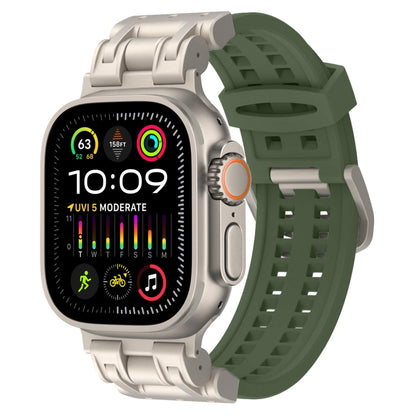 For Apple Watch Ultra 2 49mm Mecha Two Claw Silicone Watch Band(Forest Green) by bashfashion