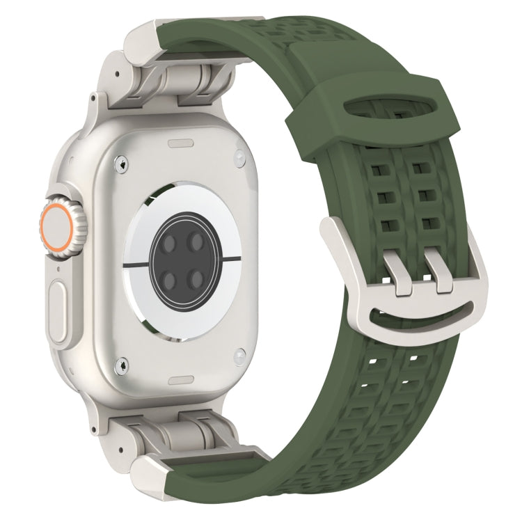 For Apple Watch Ultra 2 49mm Mecha Two Claw Silicone Watch Band(Forest Green) by bashfashion