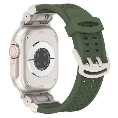 For Apple Watch Ultra 2 49mm Mecha Two Claw Silicone Watch Band(Forest Green) by bashfashion