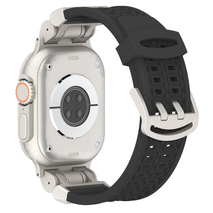 For Apple Watch Ultra 2 49mm Mecha Two Claw Silicone Watch Band(Black) by bashfashion