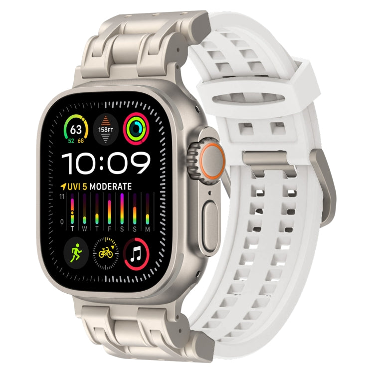 For Apple Watch Ultra 2 49mm Mecha Two Claw Silicone Watch Band(White) by bashfashion