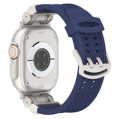 For Apple Watch Ultra 2 49mm Mecha Two Claw Silicone Watch Band(Midnight Blue) by bashfashion