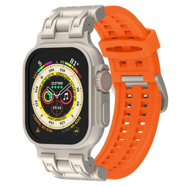 For Apple Watch Ultra 49mm Mecha Two Claw Silicone Watch Band(Orange) by bashfashion