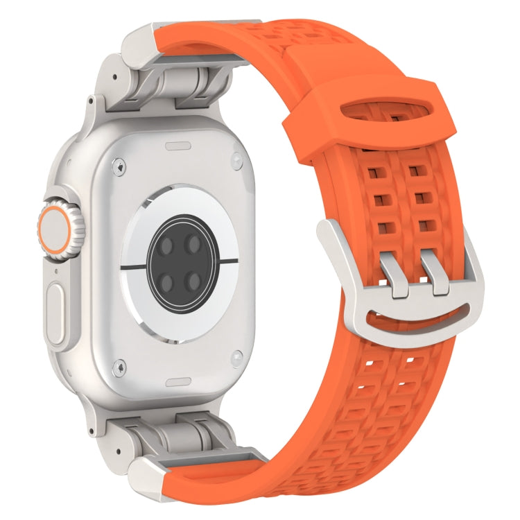 For Apple Watch Ultra 49mm Mecha Two Claw Silicone Watch Band(Orange) by bashfashion