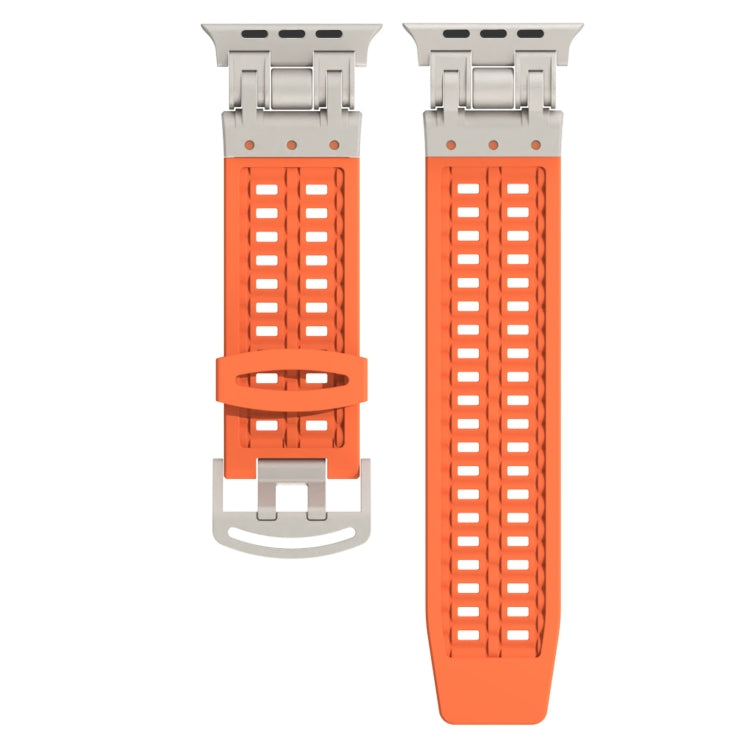 For Apple Watch Ultra 49mm Mecha Two Claw Silicone Watch Band(Orange) by bashfashion