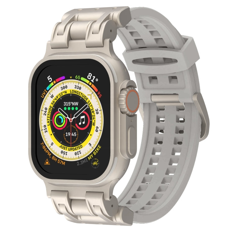 For Apple Watch Ultra 49mm Mecha Two Claw Silicone Watch Band(Cloud Gray) by bashfashion
