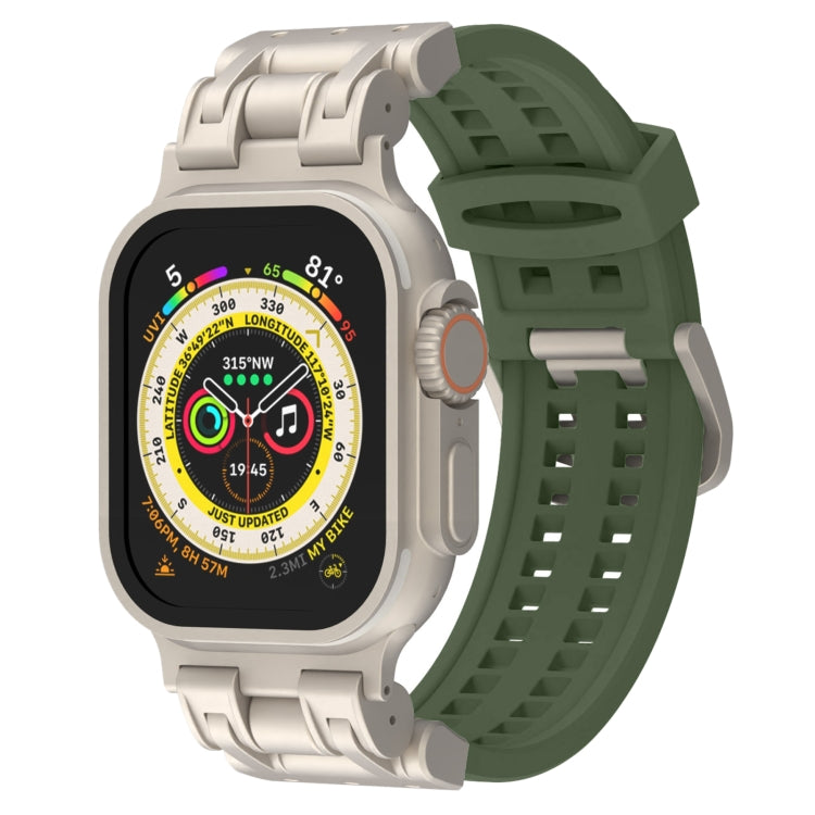 For Apple Watch Ultra 49mm Mecha Two Claw Silicone Watch Band(Forest Green) by bashfashion