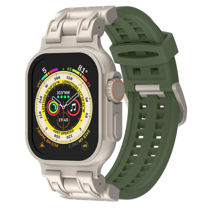 For Apple Watch Ultra 49mm Mecha Two Claw Silicone Watch Band(Forest Green) by bashfashion