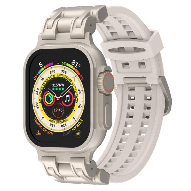 For Apple Watch Ultra 49mm Mecha Two Claw Silicone Watch Band(Starlight) by bashfashion