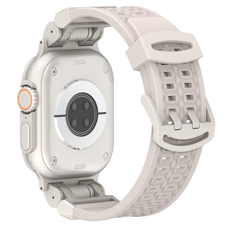 For Apple Watch Ultra 49mm Mecha Two Claw Silicone Watch Band(Starlight) by bashfashion