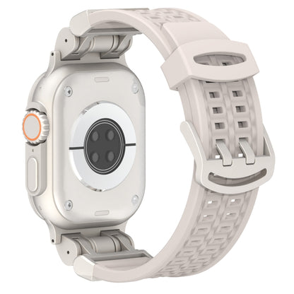 For Apple Watch Ultra 49mm Mecha Two Claw Silicone Watch Band(Starlight) by bashfashion