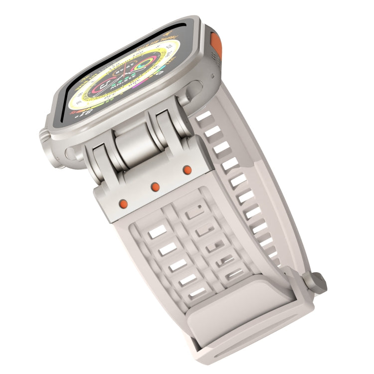 For Apple Watch Ultra 49mm Mecha Two Claw Silicone Watch Band(Starlight) by bashfashion