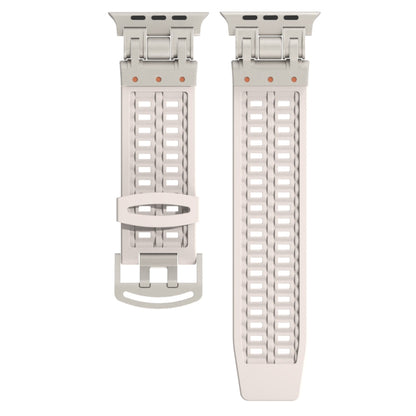 For Apple Watch Ultra 49mm Mecha Two Claw Silicone Watch Band(Starlight) by bashfashion