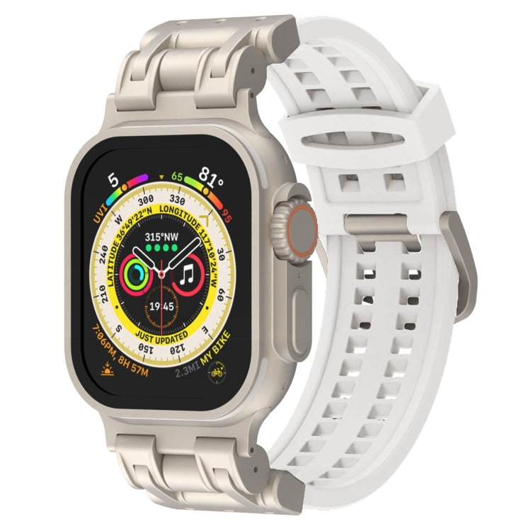 For Apple Watch Ultra 49mm Mecha Two Claw Silicone Watch Band(White) by bashfashion