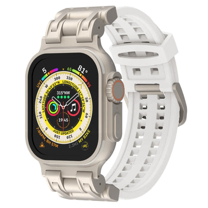 For Apple Watch Ultra 49mm Mecha Two Claw Silicone Watch Band(White) by bashfashion