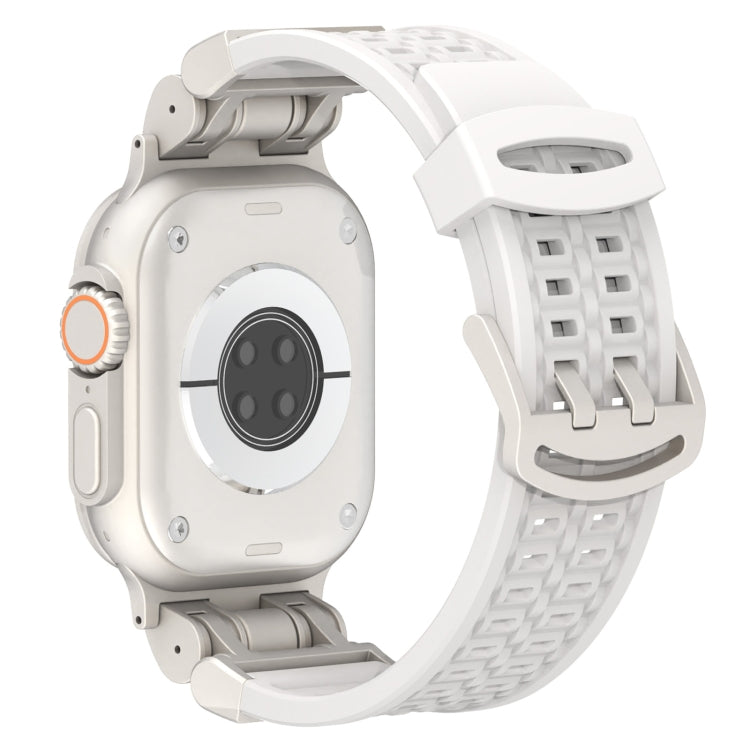 For Apple Watch Ultra 49mm Mecha Two Claw Silicone Watch Band(White) by bashfashion
