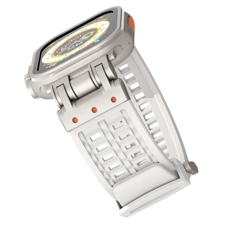 For Apple Watch Ultra 49mm Mecha Two Claw Silicone Watch Band(White) by bashfashion